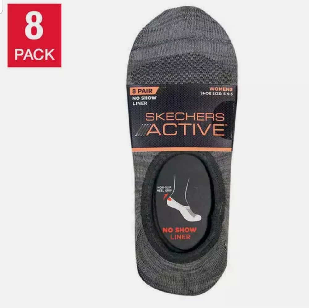 Skechers Ladies' No Show Liner Sock, 8-pair